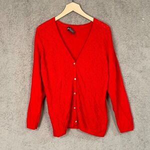 Erdos Womens Red‎ 100% Cashmere Cardigan Sweater Size M Button Up Quiet Luxury